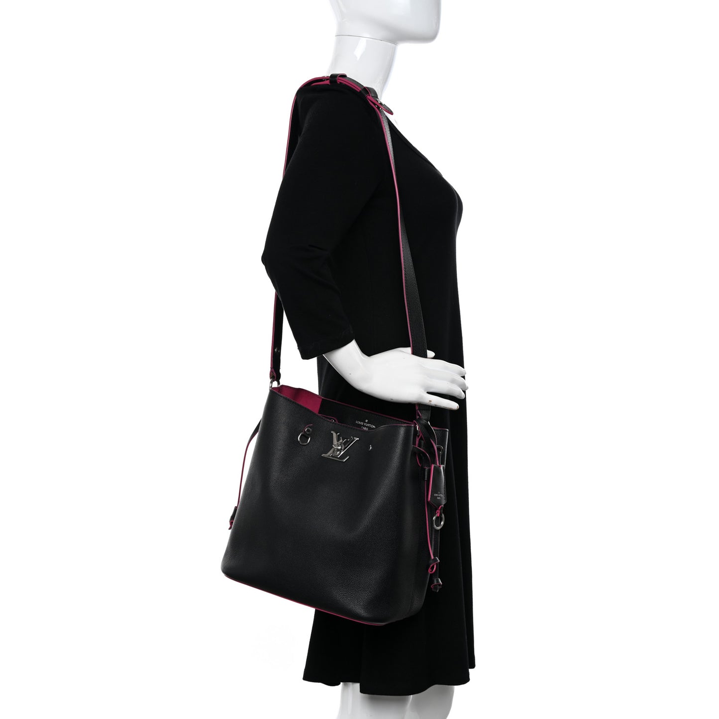 Calfskin Lockme Bucket Black