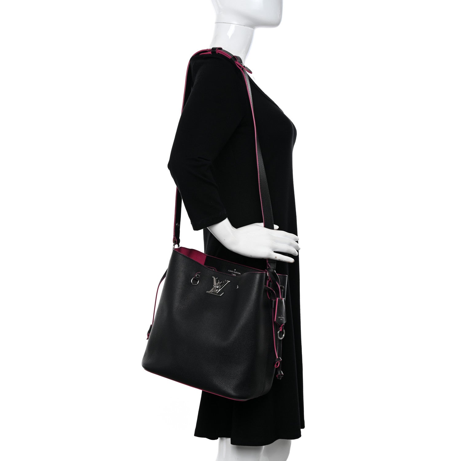 Louis Vuitton Calfskin Lockme Bucket Black 2 of 12