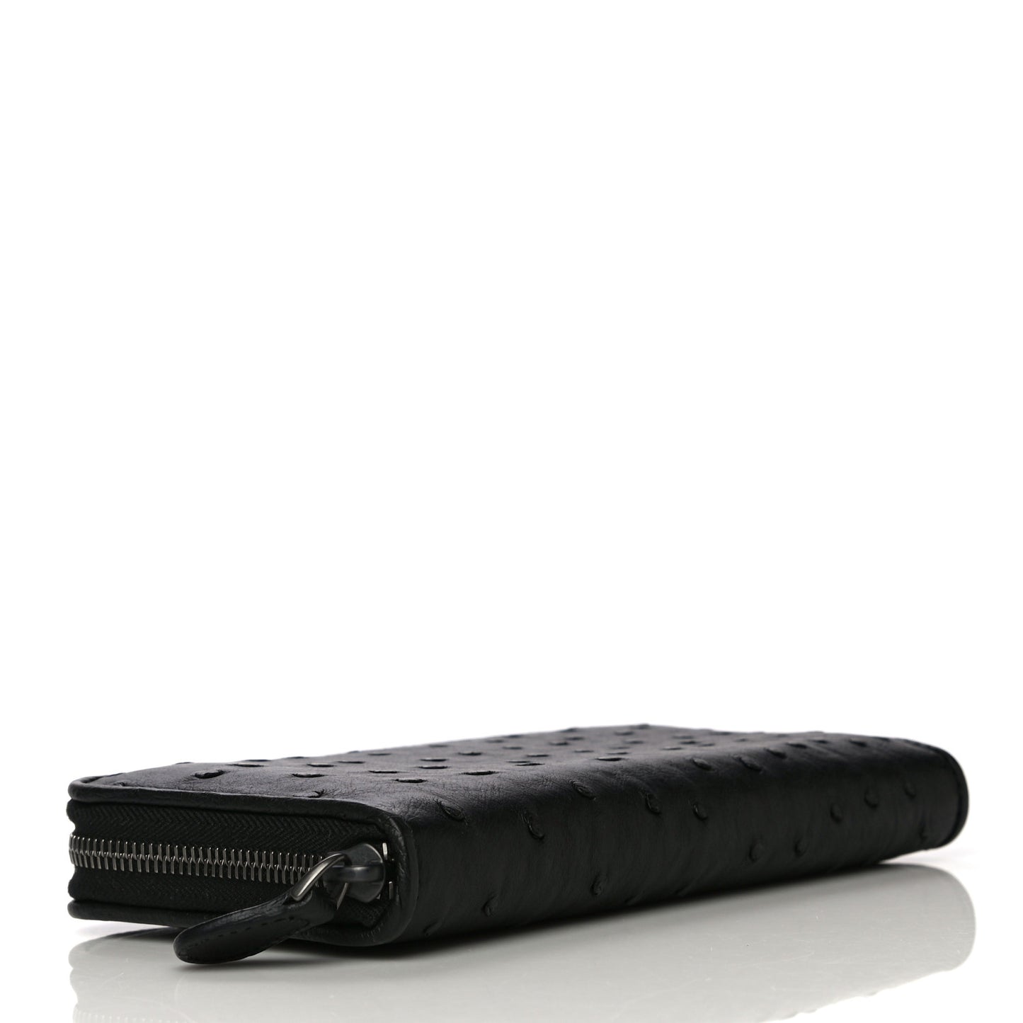 Ostrich Zip Around Wallet Black