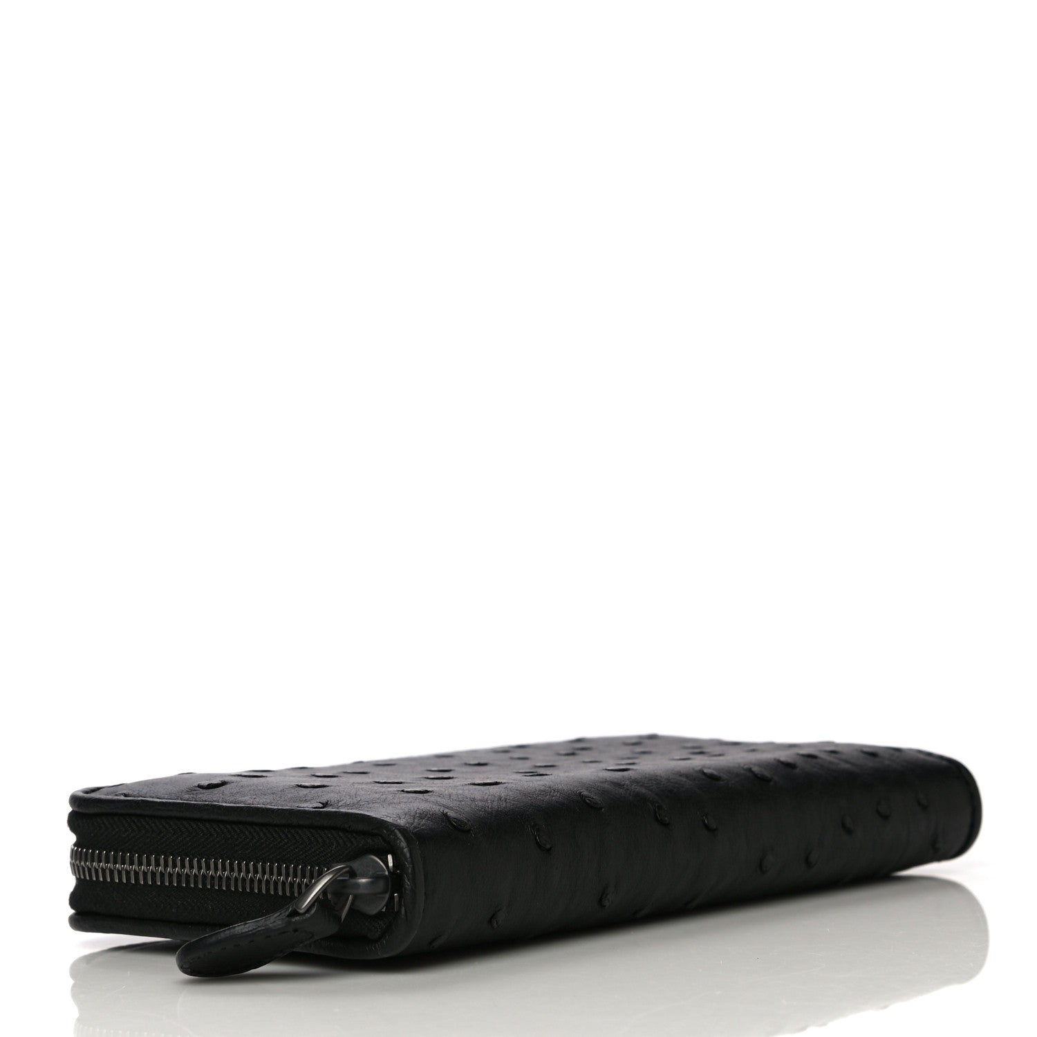 Bottega Veneta Ostrich Zip Around Wallet Black 4 of 11