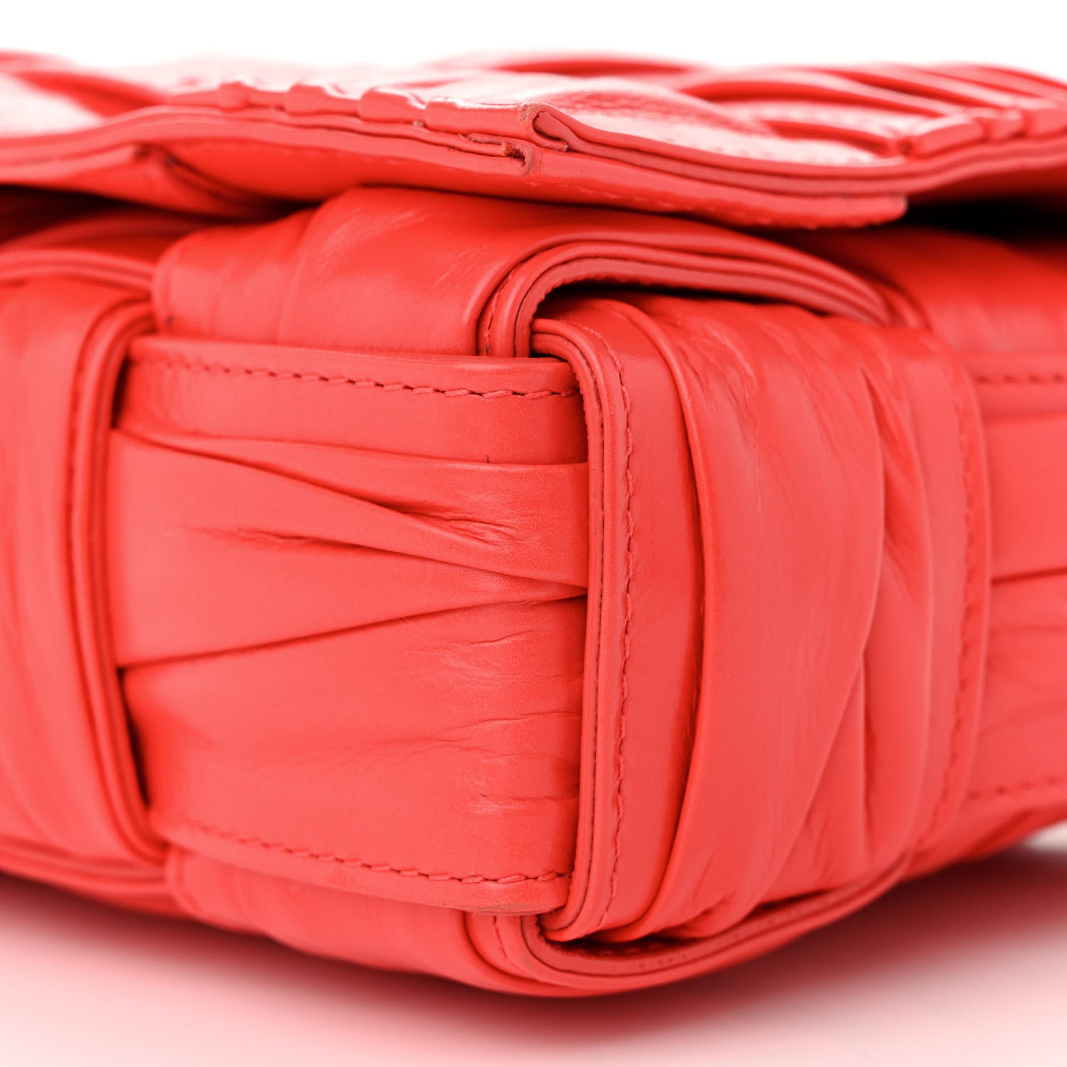 Bottega Veneta Calfskin Intreccio Plisse Cassette Crossbody Bag Sunburst 9 of 9