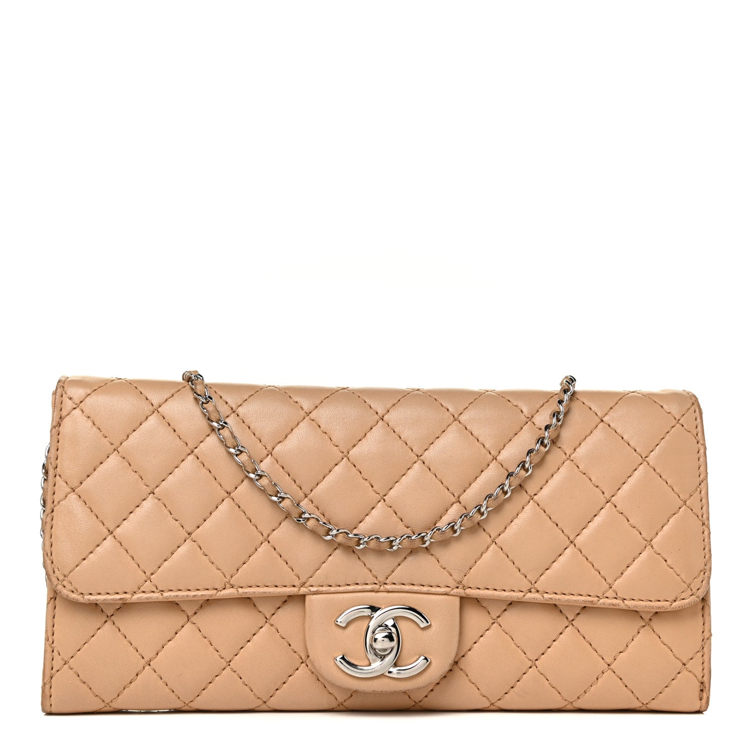 Chanel Lambskin Quilted Chain Clutch Flap Beige 1 of 20
