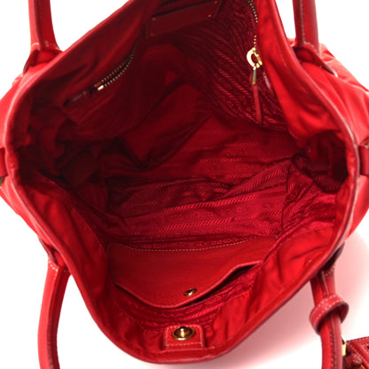 Prada Tessuto Nylon Vitello Daino Tote Red 5 of 11