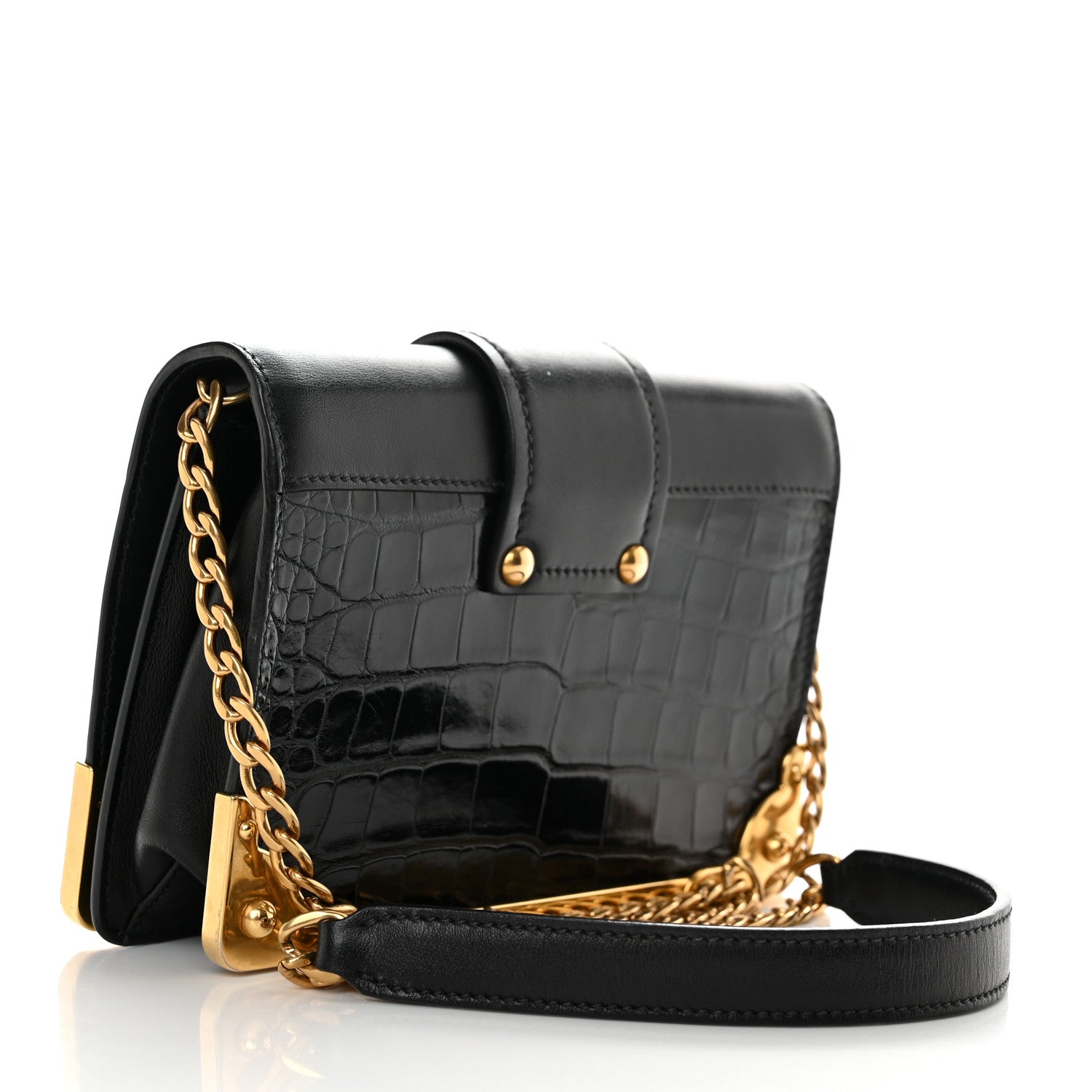 Prada City Calfskin Crocodile Cahier Bag Black 2 of 11