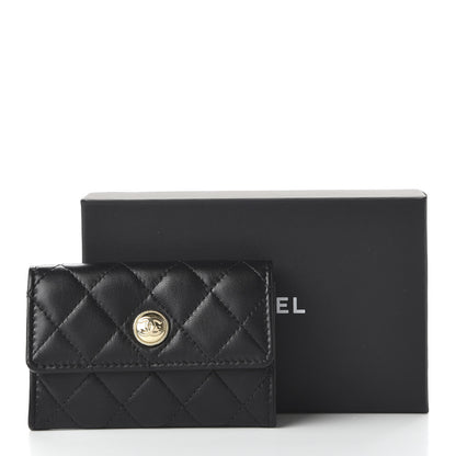 Chanel Lambskin Quilted CC Button Flap Card Holder Black 13 of 13