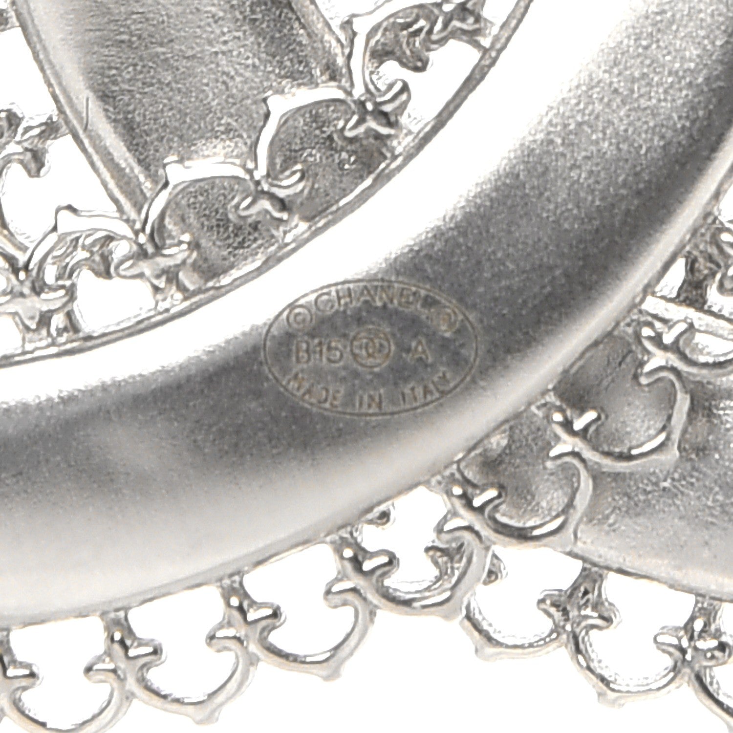 Chanel Large Scalloped CC Brooch Silver 4 of 5
