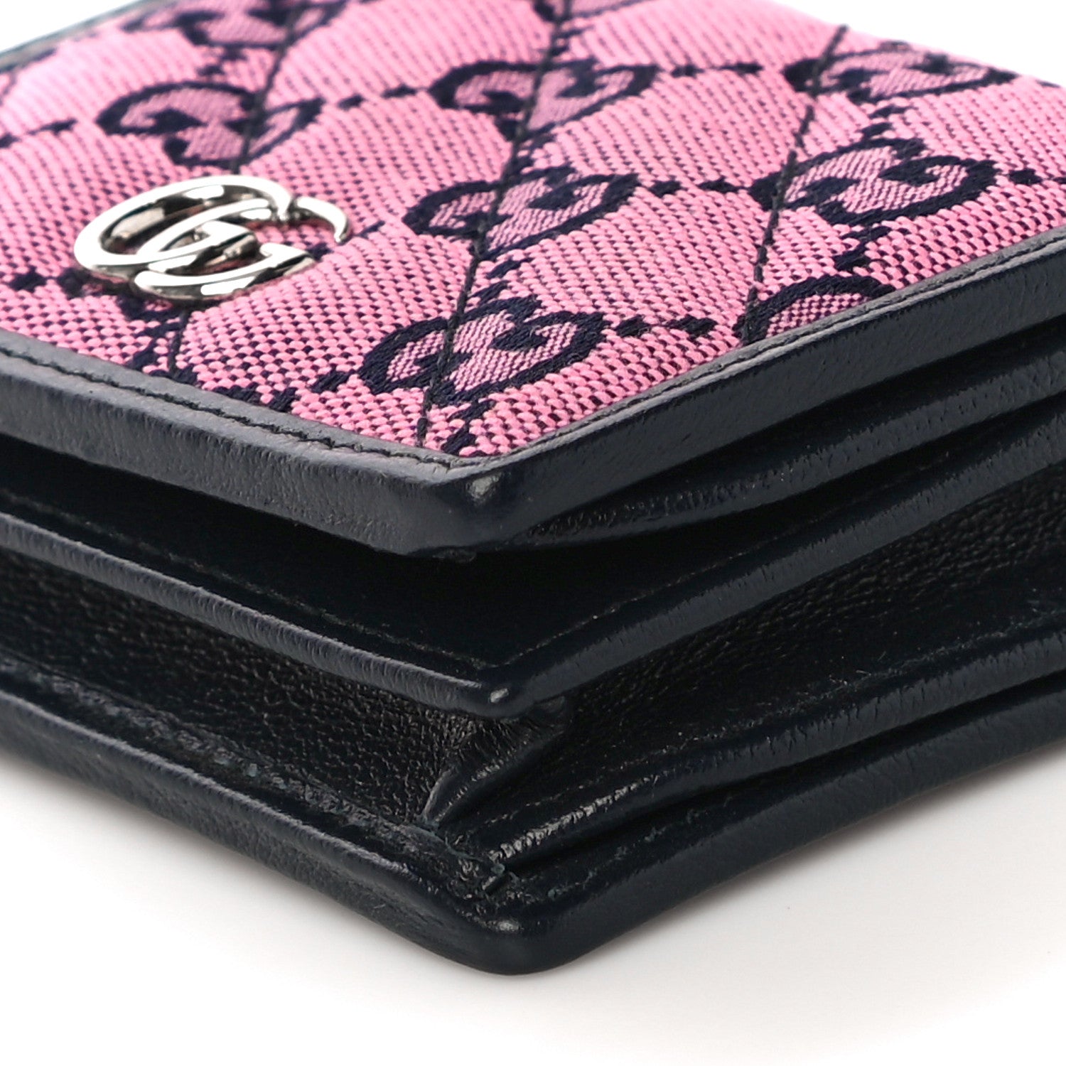Gucci Monogram Multicolor Matelasse Diagonal GG Marmont Card Case Wallet Pink Blue 9 of 10