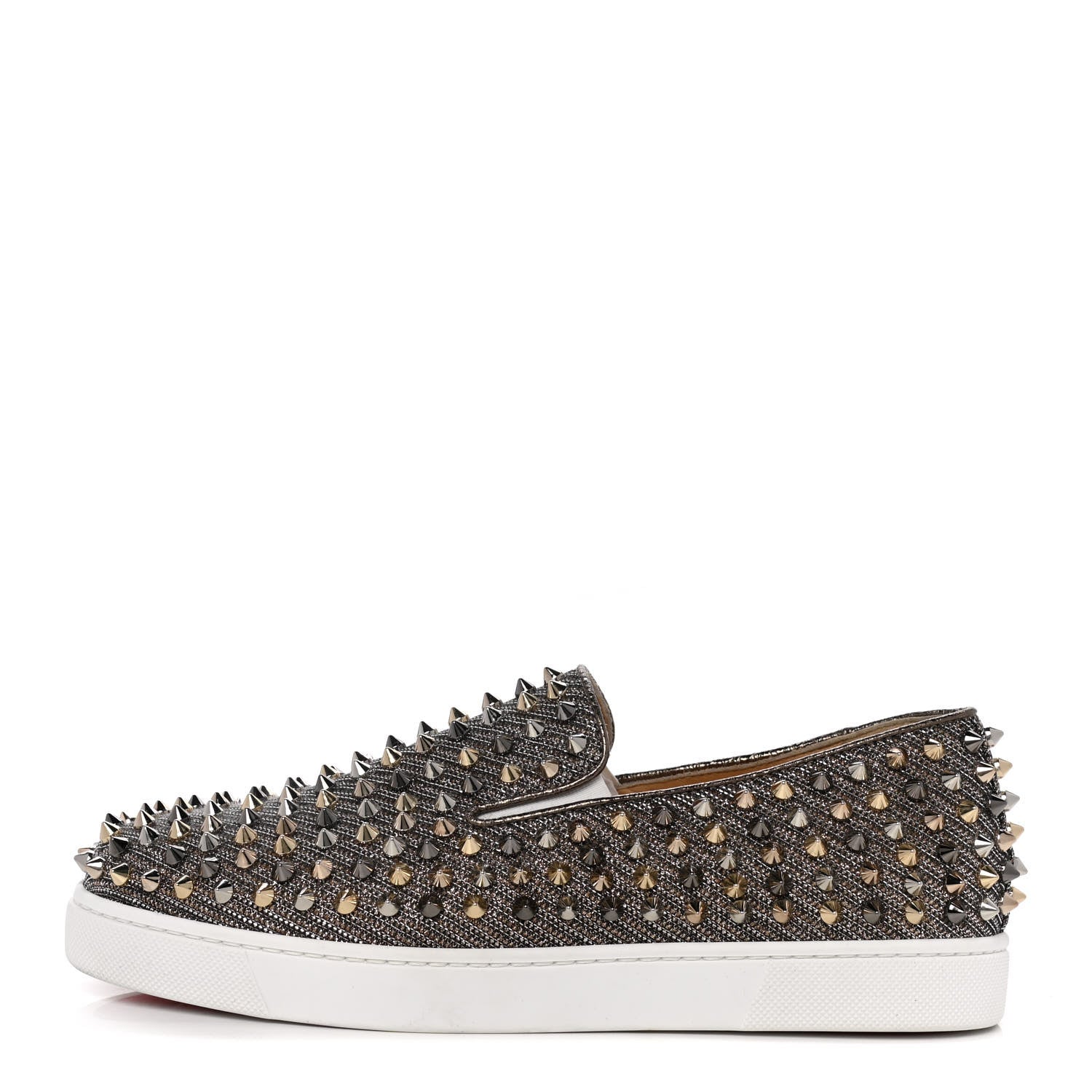 Christian Louboutin Glitter Chain Spikes Womens Roller Boat Flat 38.5 Roche Multicolor 1 of 8