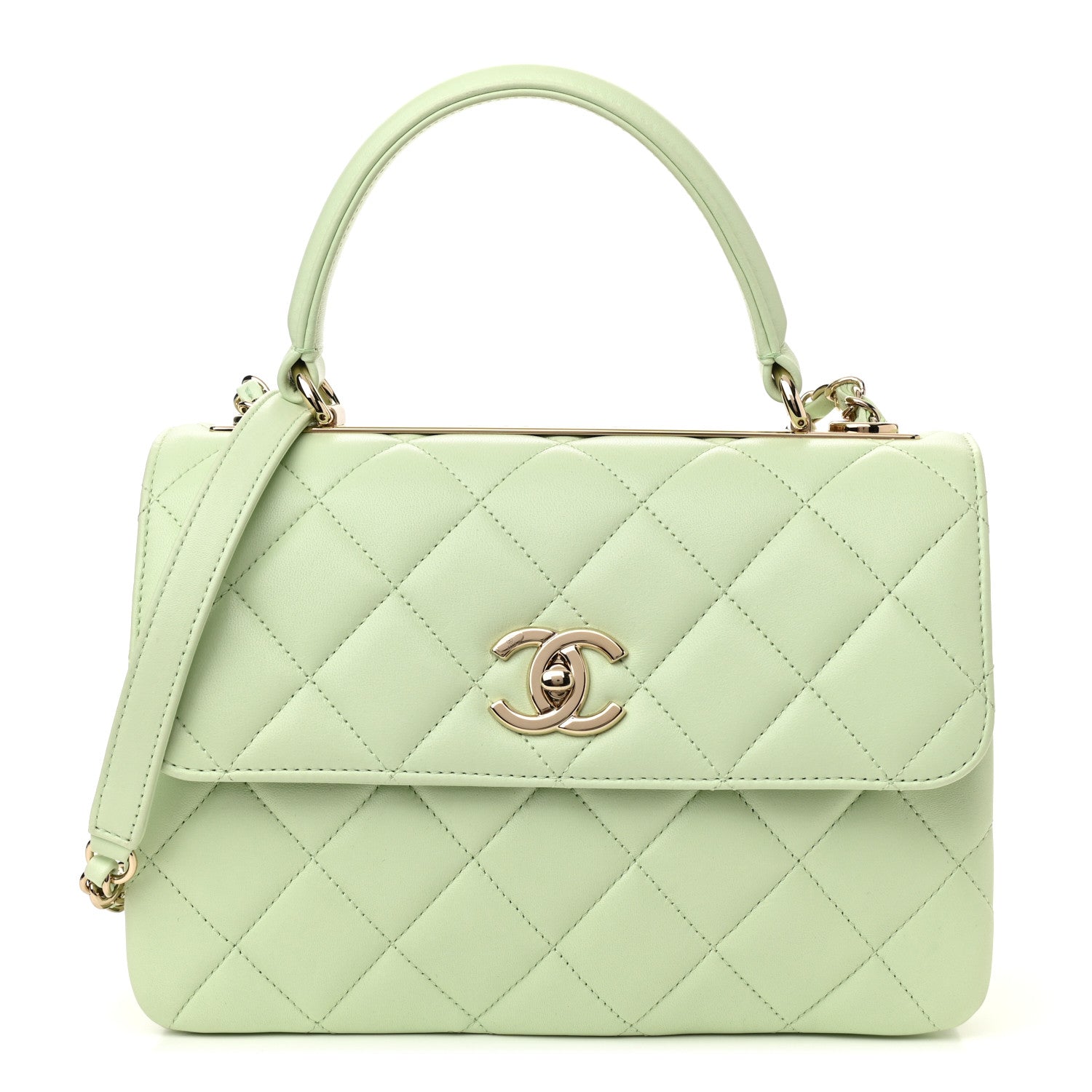 Chanel Lambskin Quilted Small Trendy CC Flap Dual Handle Bag Sea Green 1 of 12