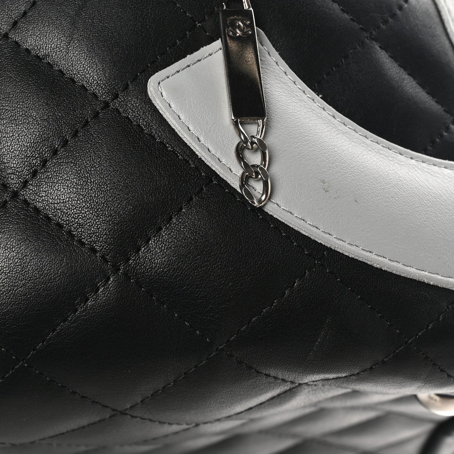 Chanel Calfskin Quilted Jumbo Cambon Bowler Black Grey 12 of 13