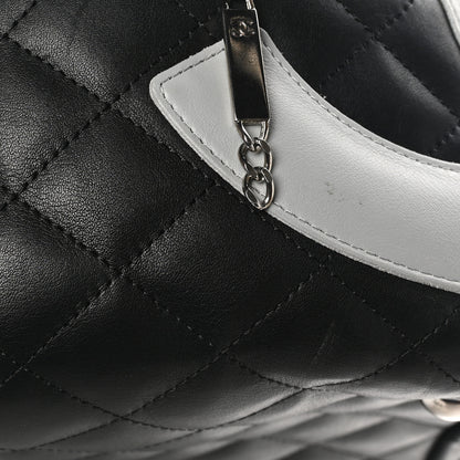 Chanel Calfskin Quilted Jumbo Cambon Bowler Black Grey 12 of 13