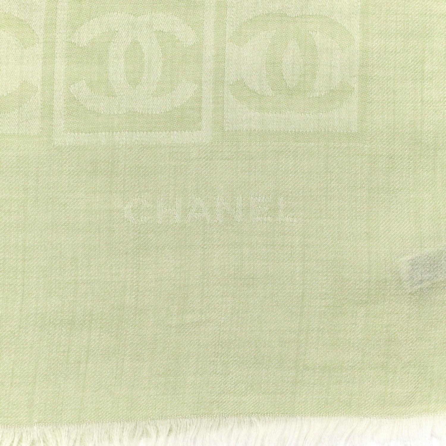 Chanel Cashmere Silk CC Scarf Green 4 of 6