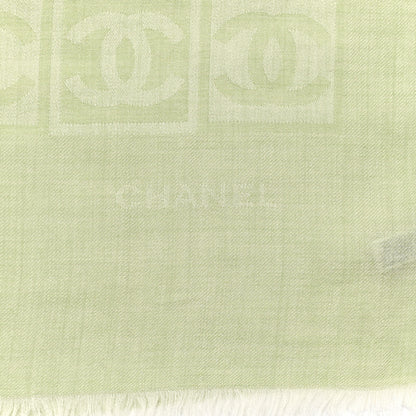 Chanel Cashmere Silk CC Scarf Green 4 of 6