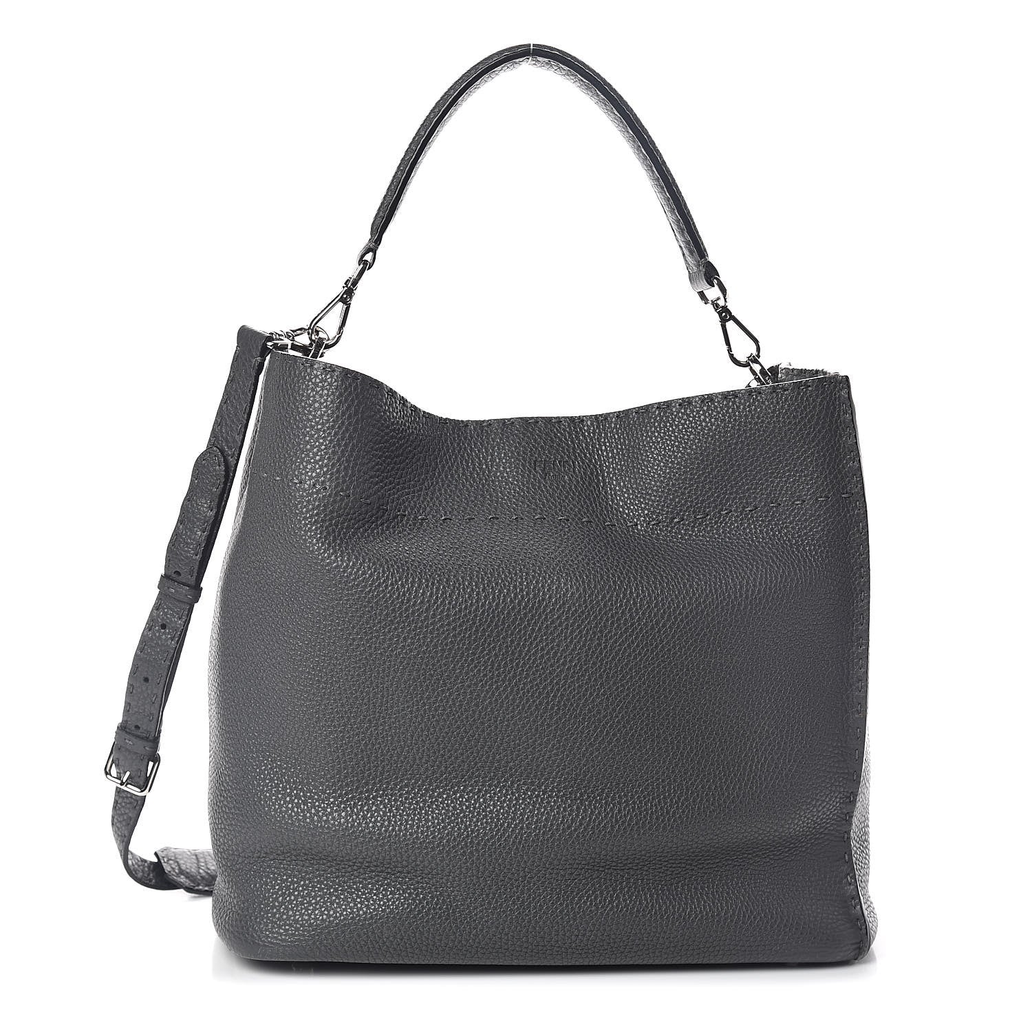 Fendi Cuoio Romano Selleria Large Anna Bucket Bag Asfalto 1 of 9