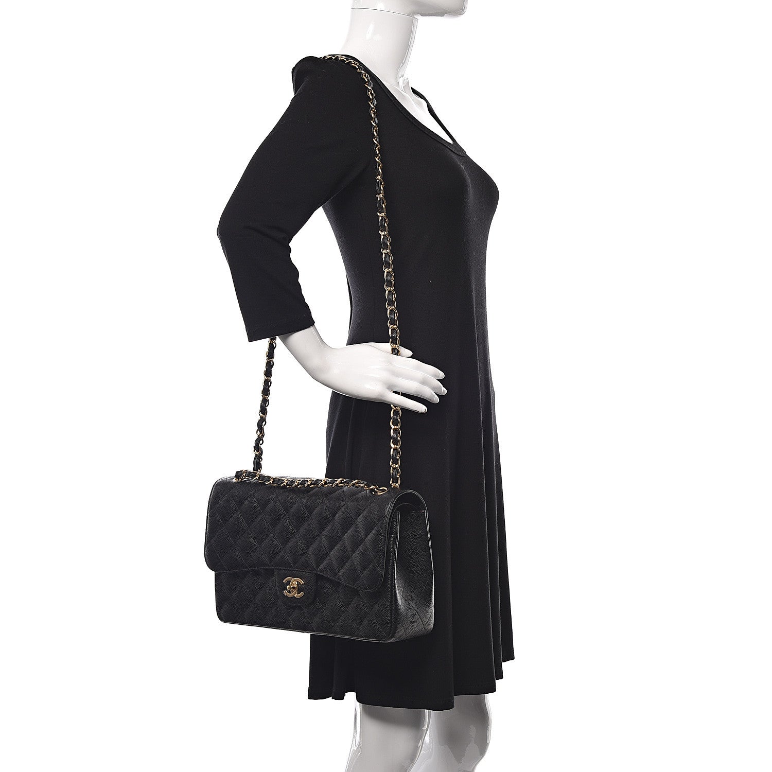 Chanel Caviar Quilted Jumbo Double Flap Black 2 of 11