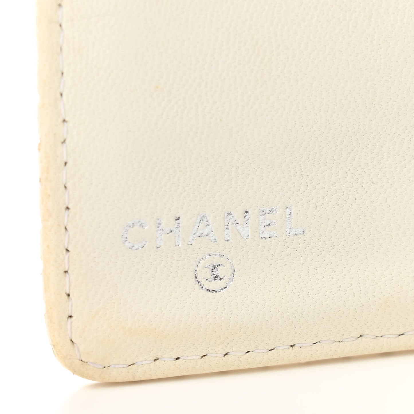 Lambskin Perforated Yen Wallet White