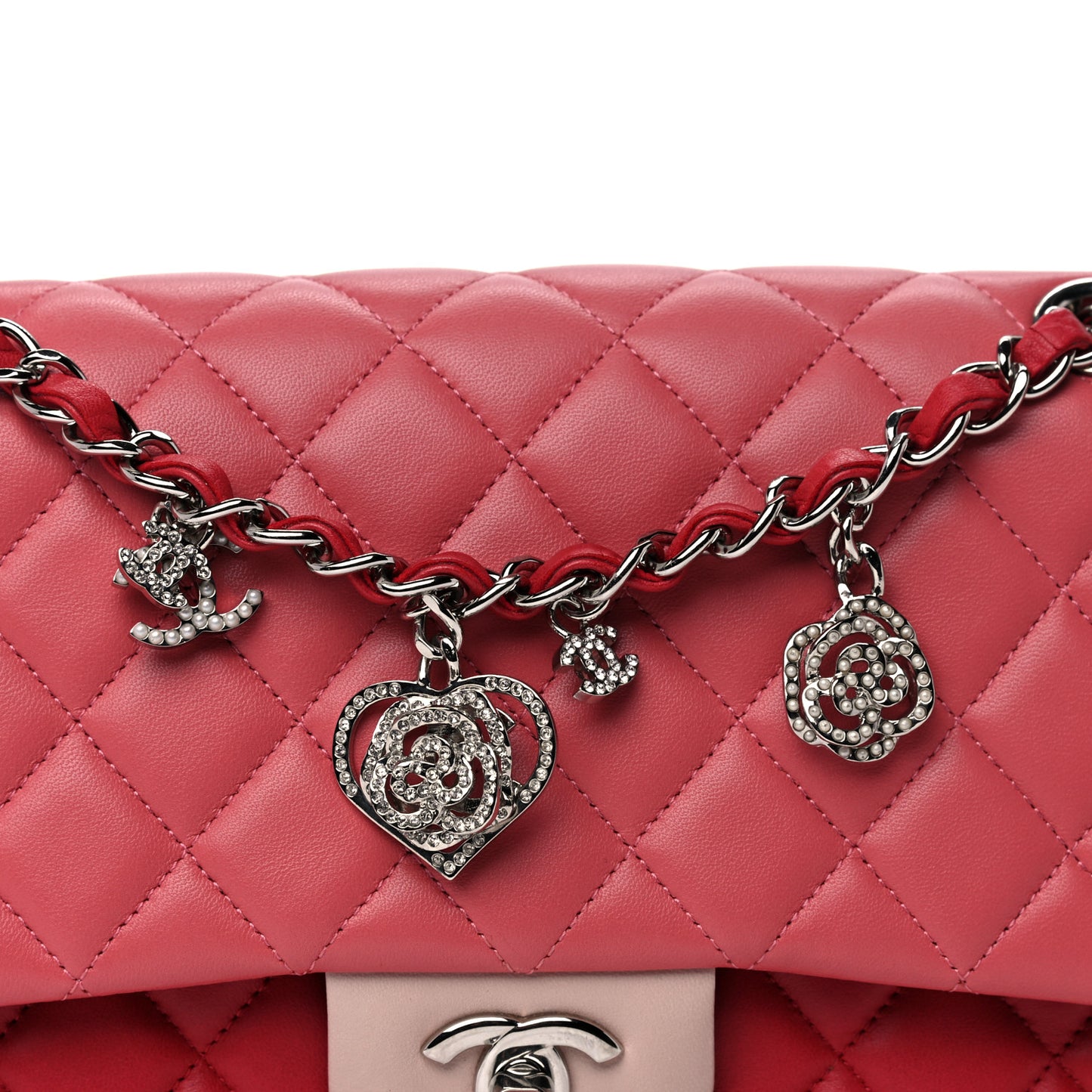 Lambskin Quilted Tri-Color Medium Single Flap Pink