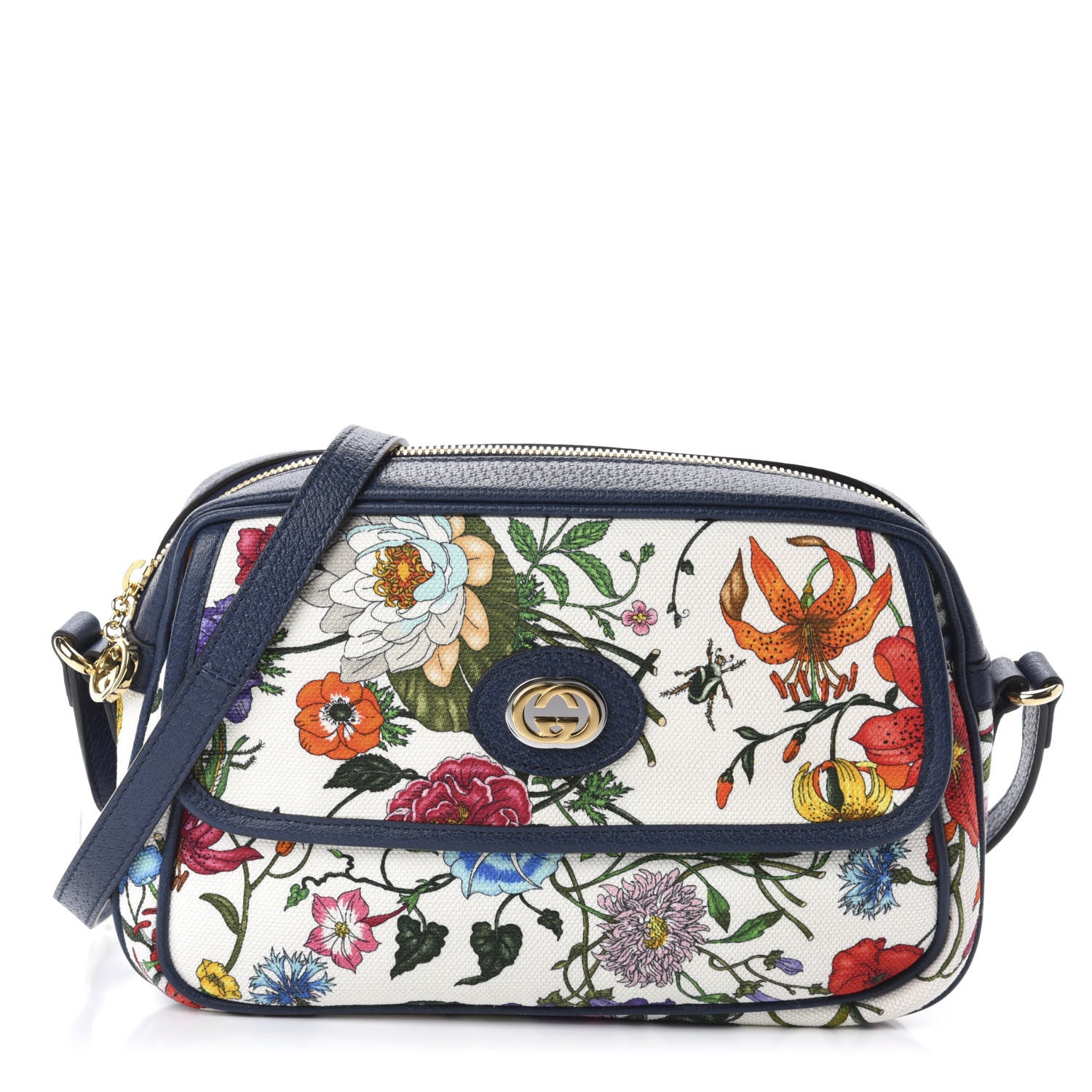 Gucci Canvas Flora Floral Shoulder Bag White Blue Agata Mulitcolor 1 of 10