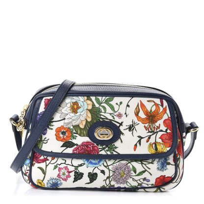 Gucci Canvas Flora Floral Shoulder Bag White Blue Agata Mulitcolor 1 of 10