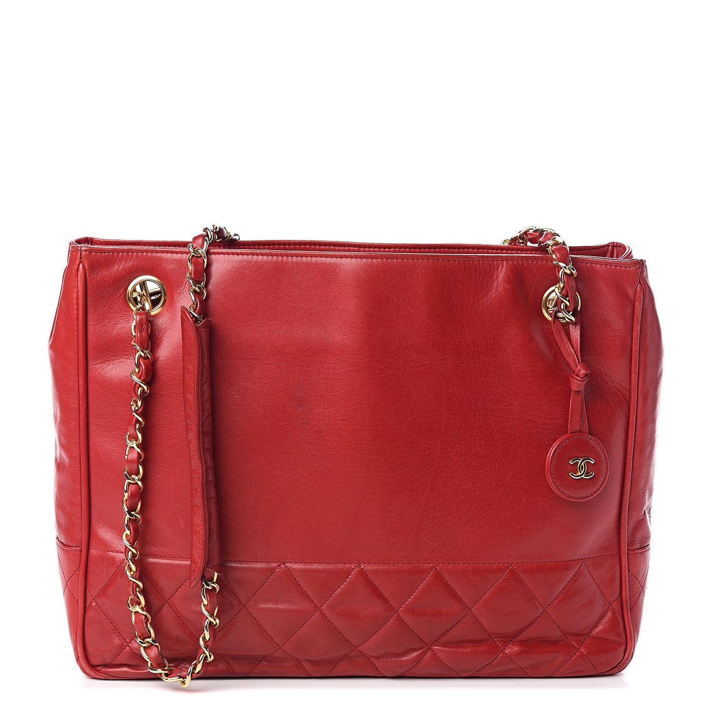 Lambskin Quilted Tote Red