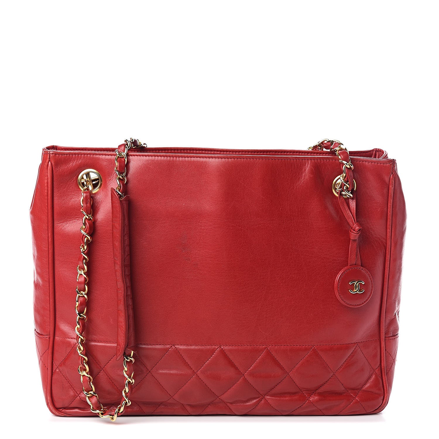 Chanel Lambskin Quilted Tote Red 1 of 18