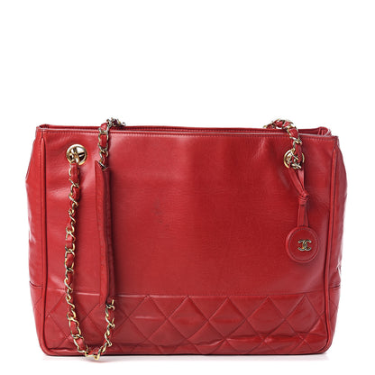 Chanel Lambskin Quilted Tote Red 1 of 18