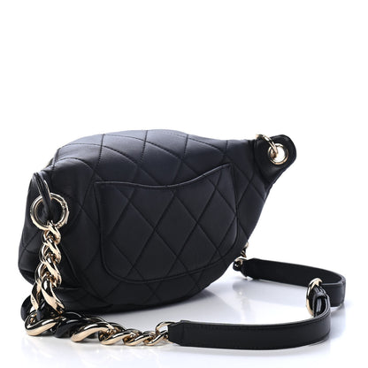 Chanel Lambskin Quilted Resin Bi-Color Waist Bag Fanny Pack Black 2 of 4