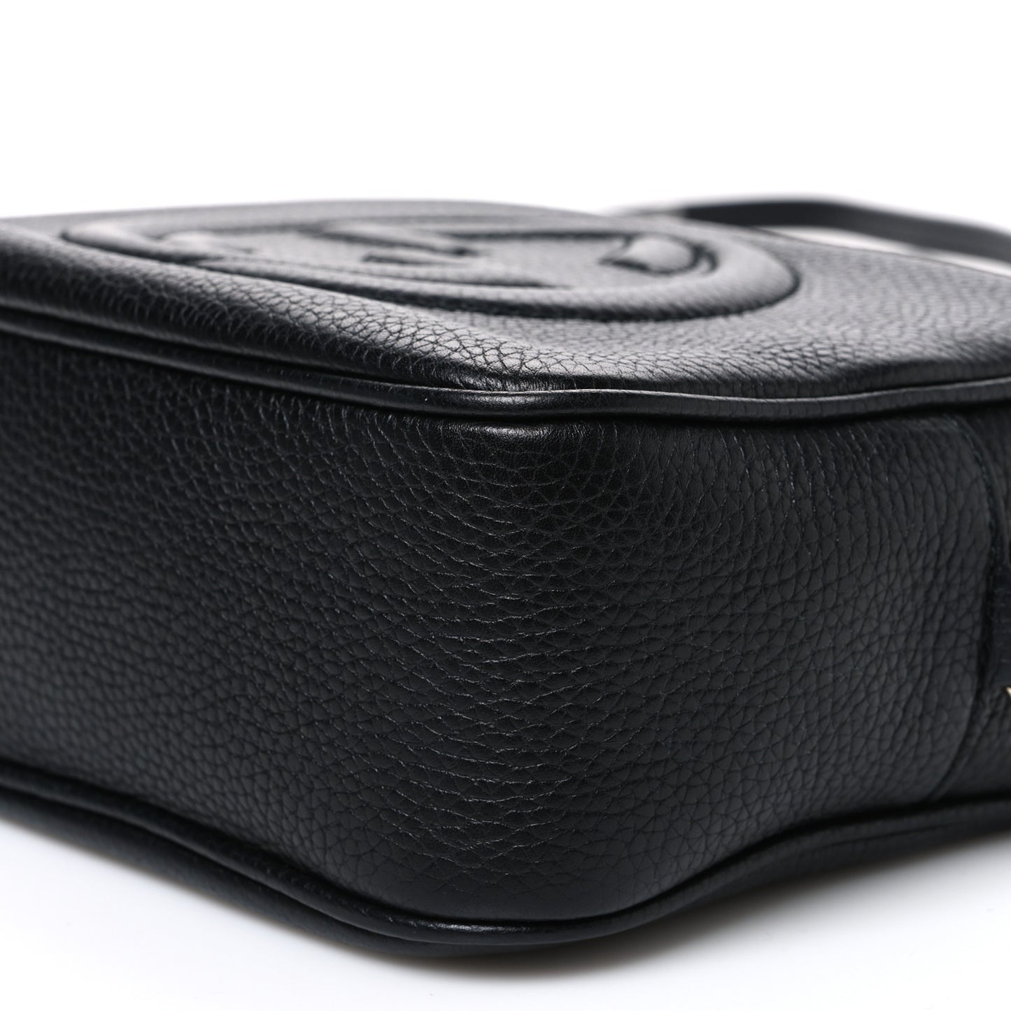 Pebbled Calfskin Small Soho Disco Bag Black