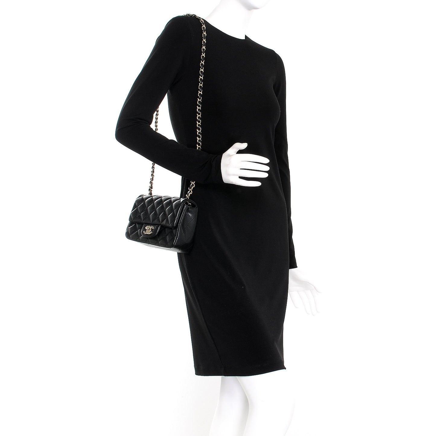 Caviar Quilted Mini Square Flap Black