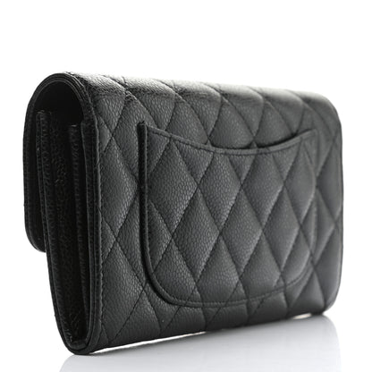 Chanel Caviar Quilted Large Gusset Flap Wallet Black 3 of 9