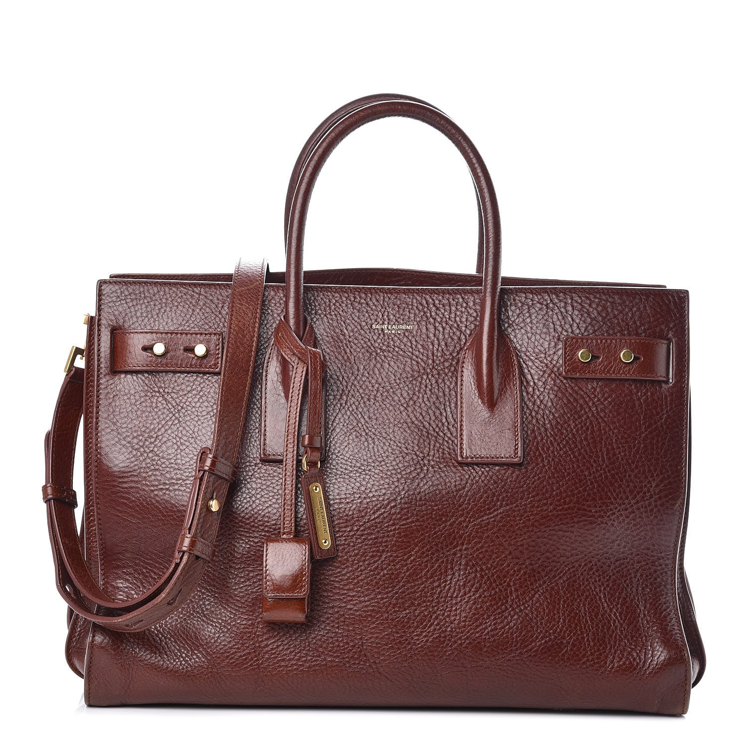 Saint Laurent Grained Calfskin Medium Supple Sac De Jour Dark Brown 1 of 17
