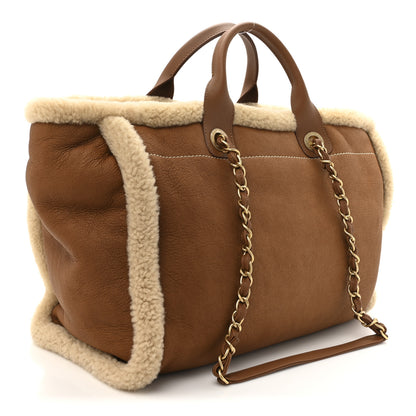 Chanel Lambskin Shearling Medium Deauville Tote Brown 4 of 12