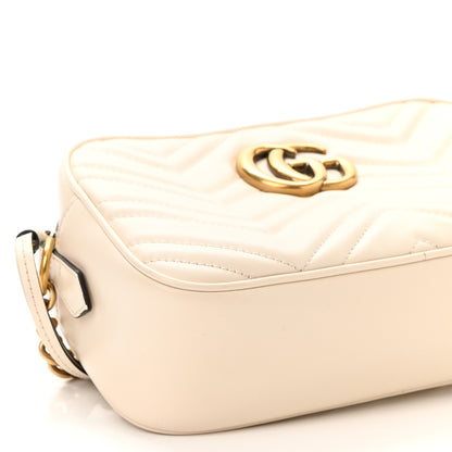 Gucci Calfskin Matelasse Small GG Marmont Chain Shoulder Bag White 9 of 12