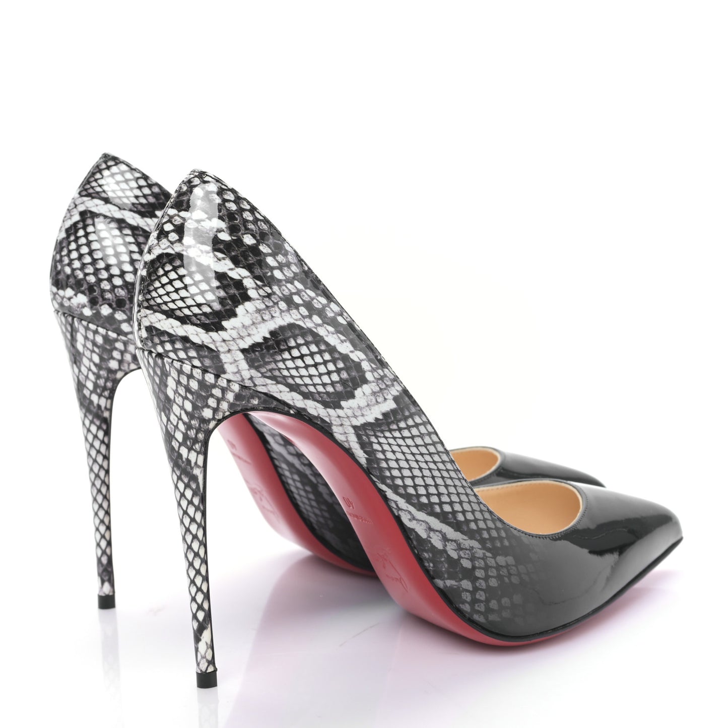 Patent Degrade Snakeskin Printed Pigalle Follies 100 Pumps 40 Black Roccia