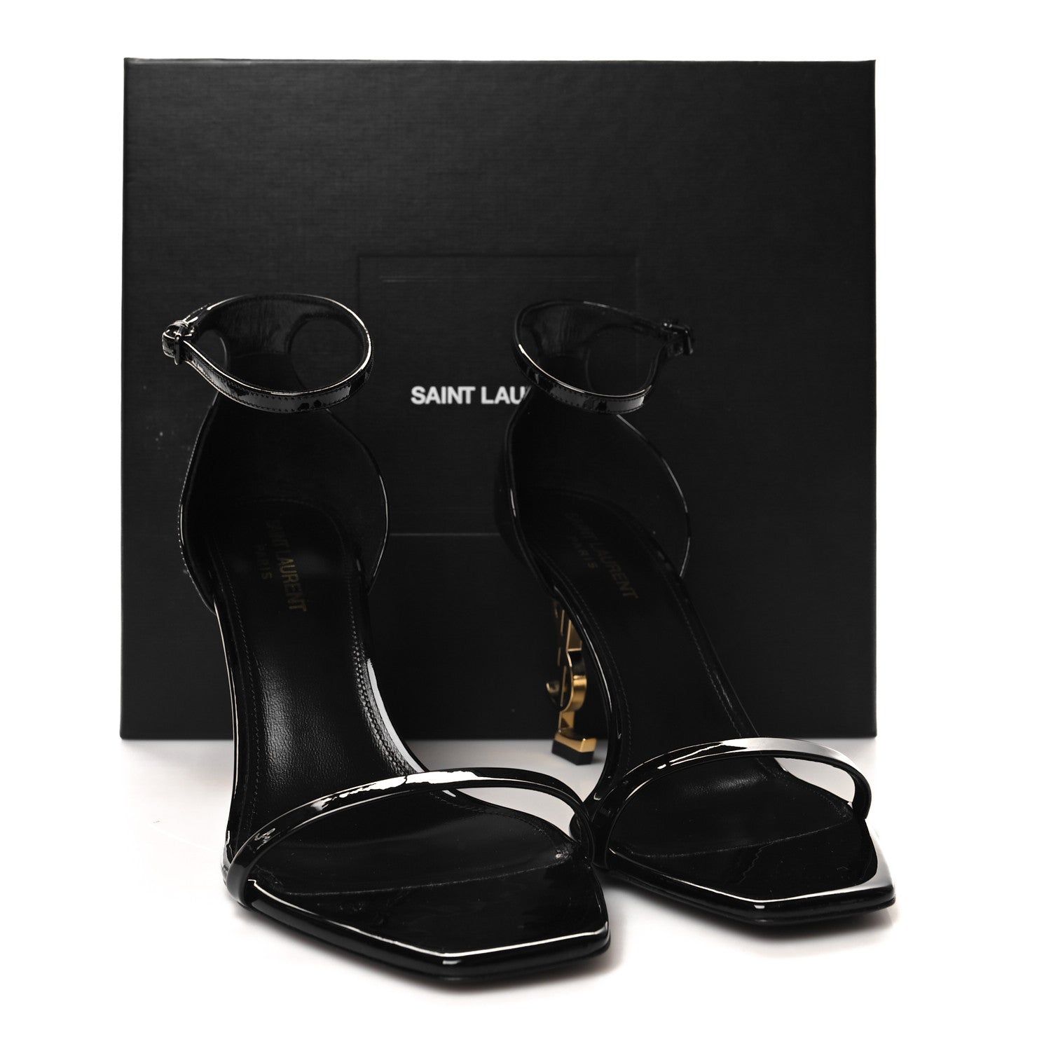 Saint Laurent Patent Calfskin Opyum 85 Sandals 40 Black 9 of 9