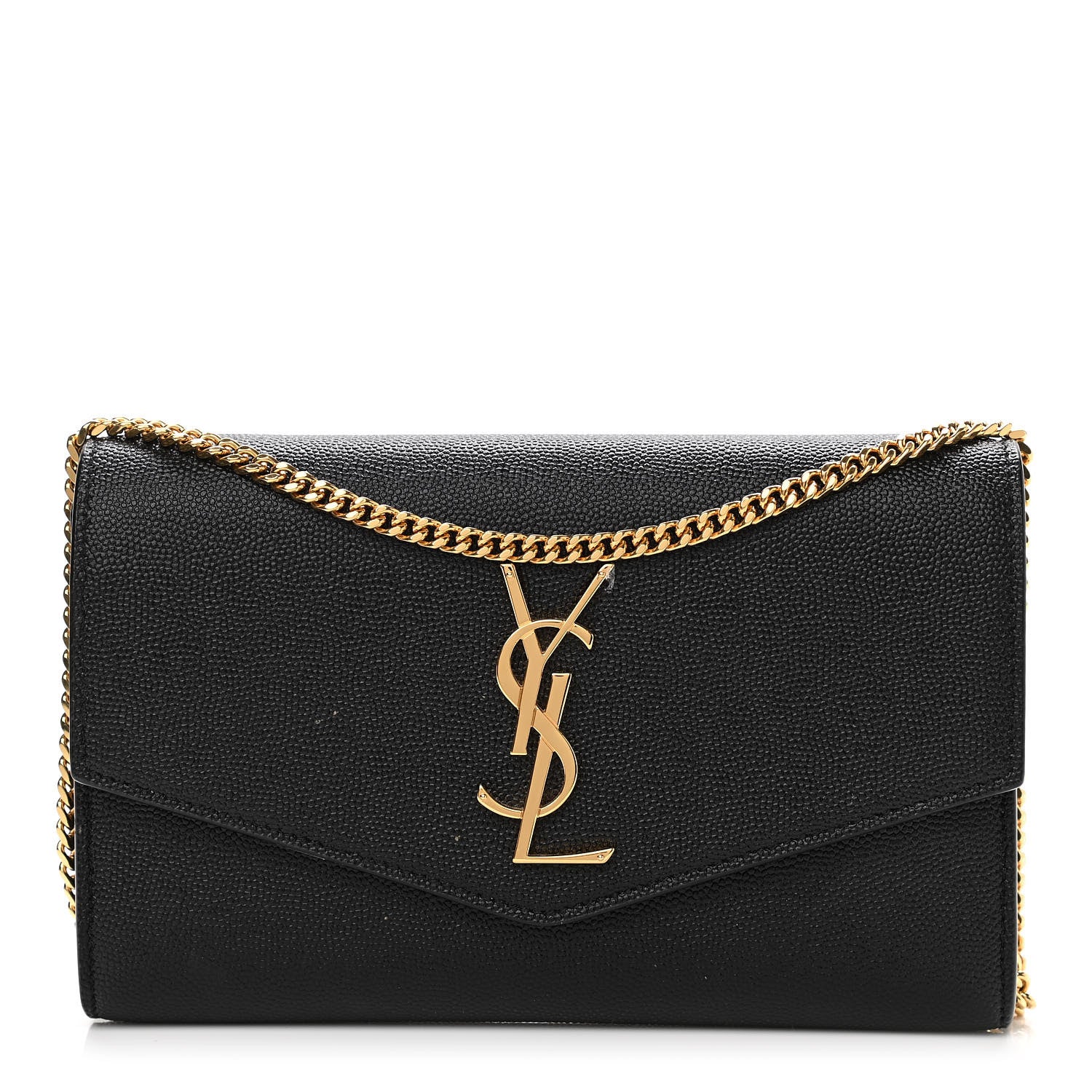 Saint Laurent Grain De Poudre Uptown Chain Wallet Black 1 of 12