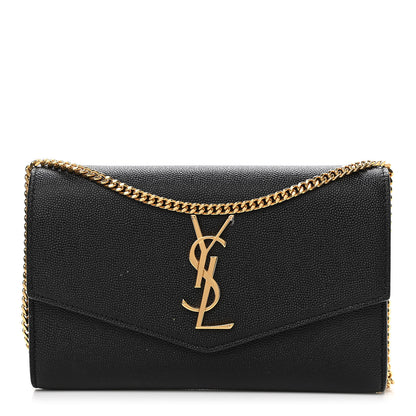 Saint Laurent Grain De Poudre Uptown Chain Wallet Black 1 of 12
