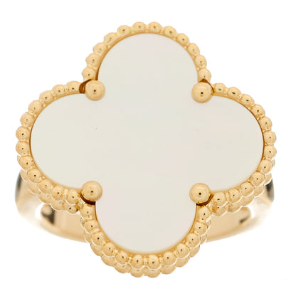 Van Cleef & Arpels 18K Yellow Gold Mother of Pearl Magic Alhambra Ring 52 6 1 of 5