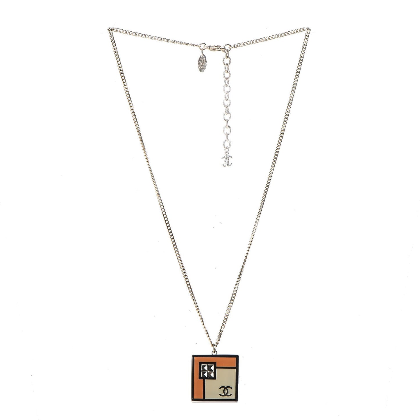 Resin Crystal Geometric Square Necklace White Black Orange