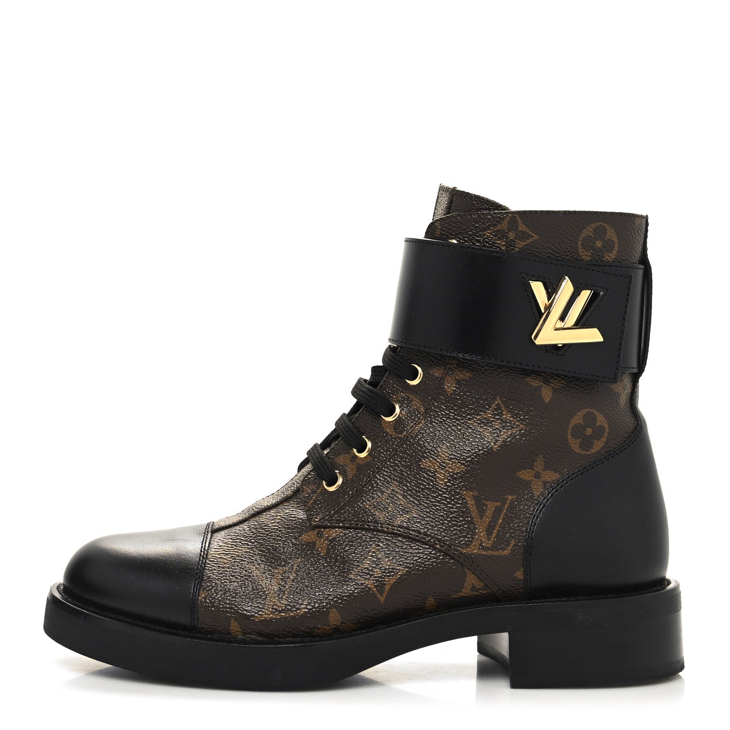 Louis Vuitton Calfskin Monogram Wonderland Flat Ranger Boots 39 Black 1 of 9