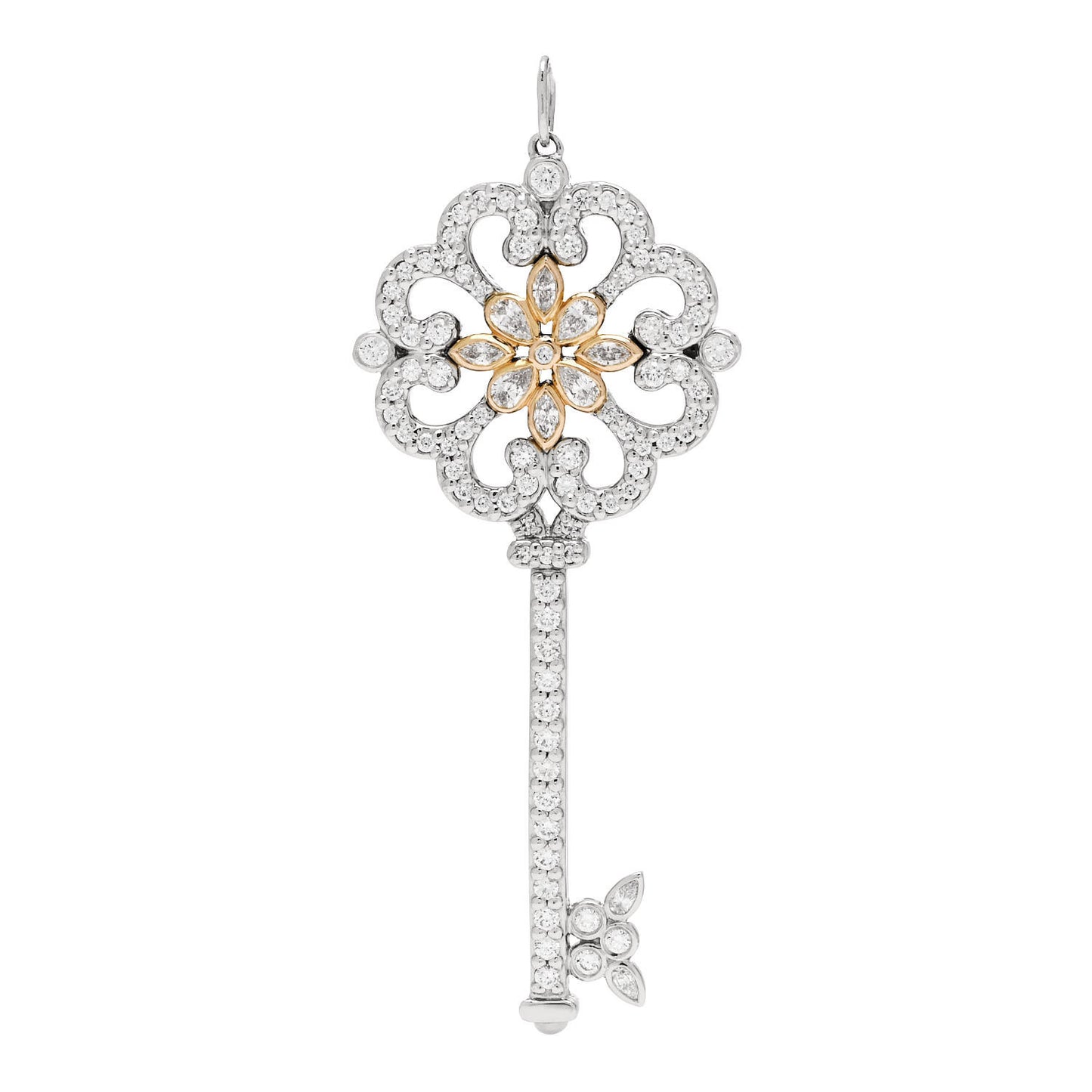 Platinum 18K Yellow Gold Diamond Enchant Primrose Key Pendant