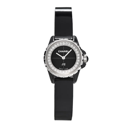 Chanel Stainless Steel Patent Calfskin Ceramic Diamond 19mm J12-XS Glove Watch Black 2 of 13
