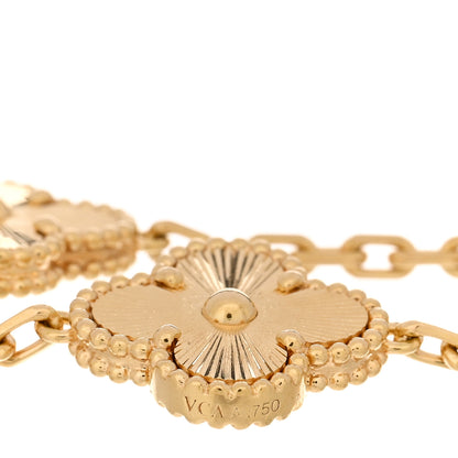 Van Cleef & Arpels 18K Yellow Gold Diamond 5 Motifs Guilloche Vintage Alhambra Bracelet 3 of 5