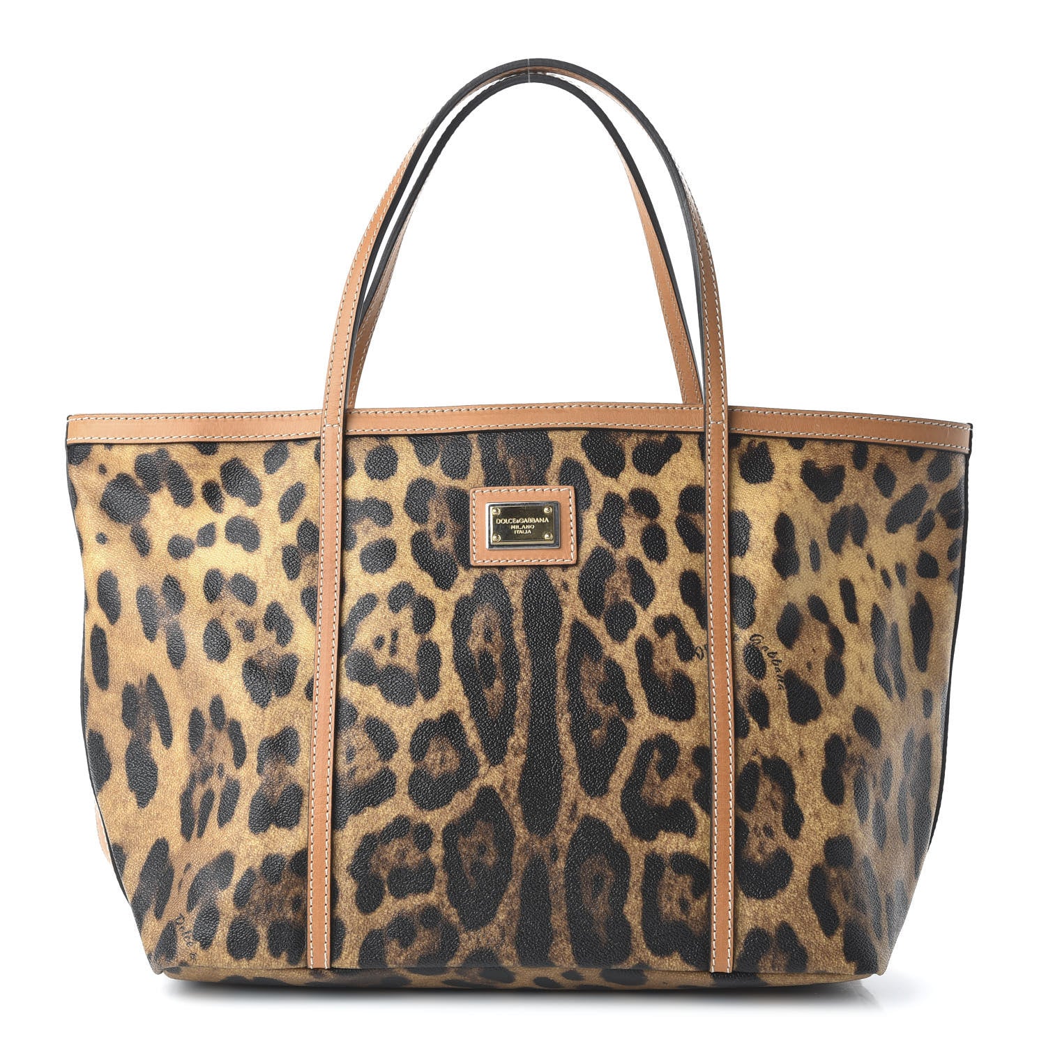 Dolce & Gabbana Coated Canvas Leopard Print Miss Escape Tote Light Beige 1 of 9