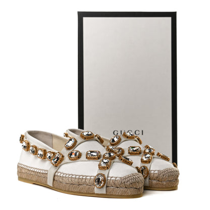 Gucci Canvas Crystal Embellished Espadrilles 39 Great White 11 of 11