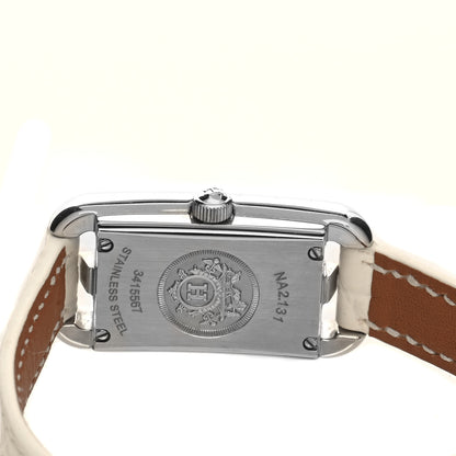 Hermes Stainless Steel Alligator Diamond 17mm Nantucket Jete De Diamants Quartz Watch Blanc 4 of 5