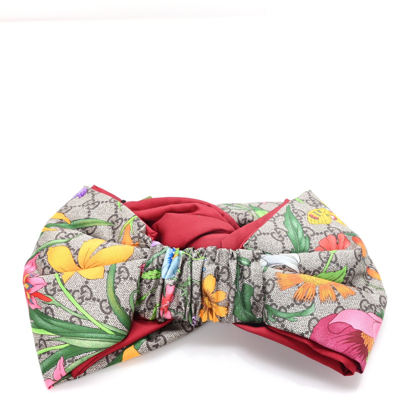 Silk Monogram Flora Print Headband M Red