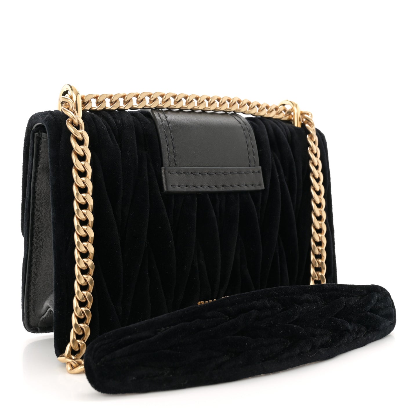 Velluto Crystal Embellished Shoulder Bag Black