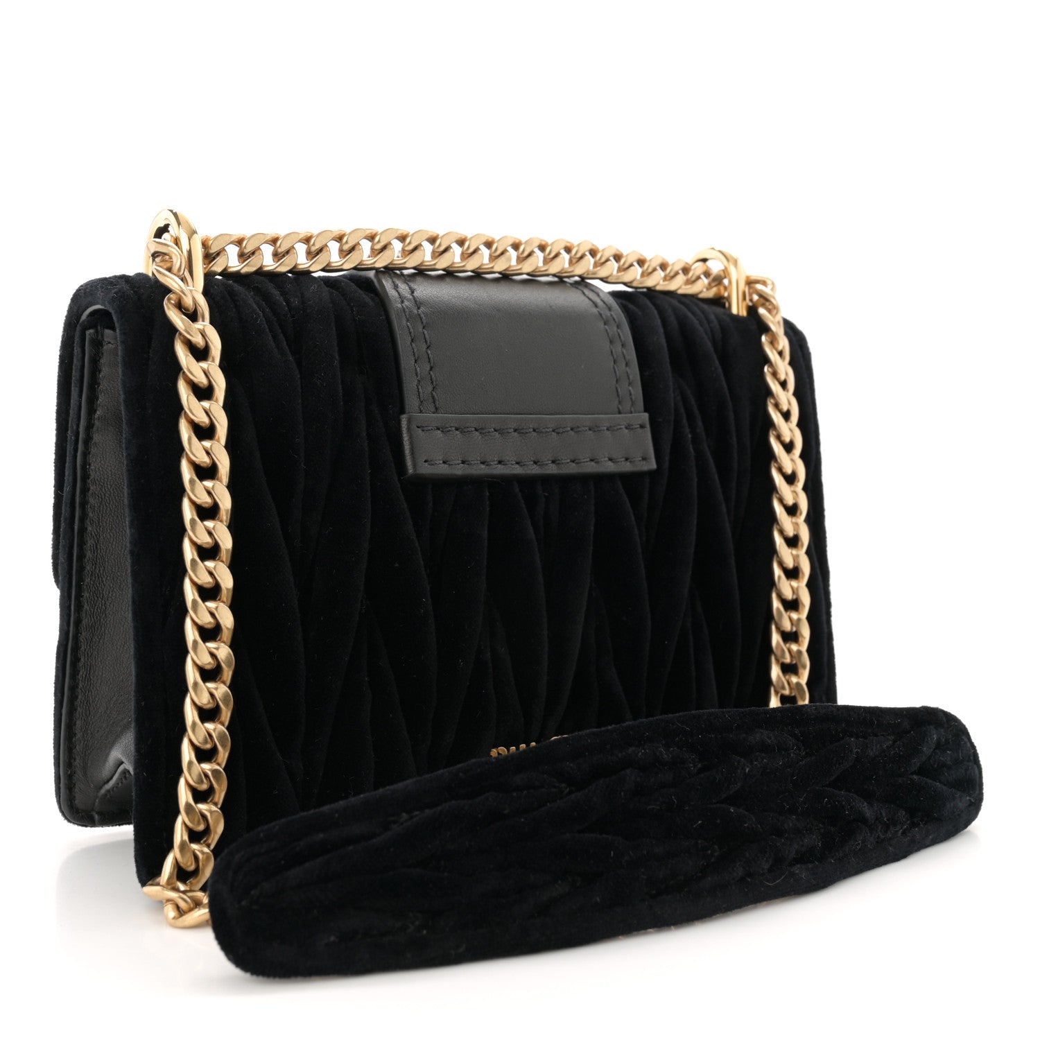 Miu Miu Velluto Crystal Embellished Shoulder Bag Black 3 of 12