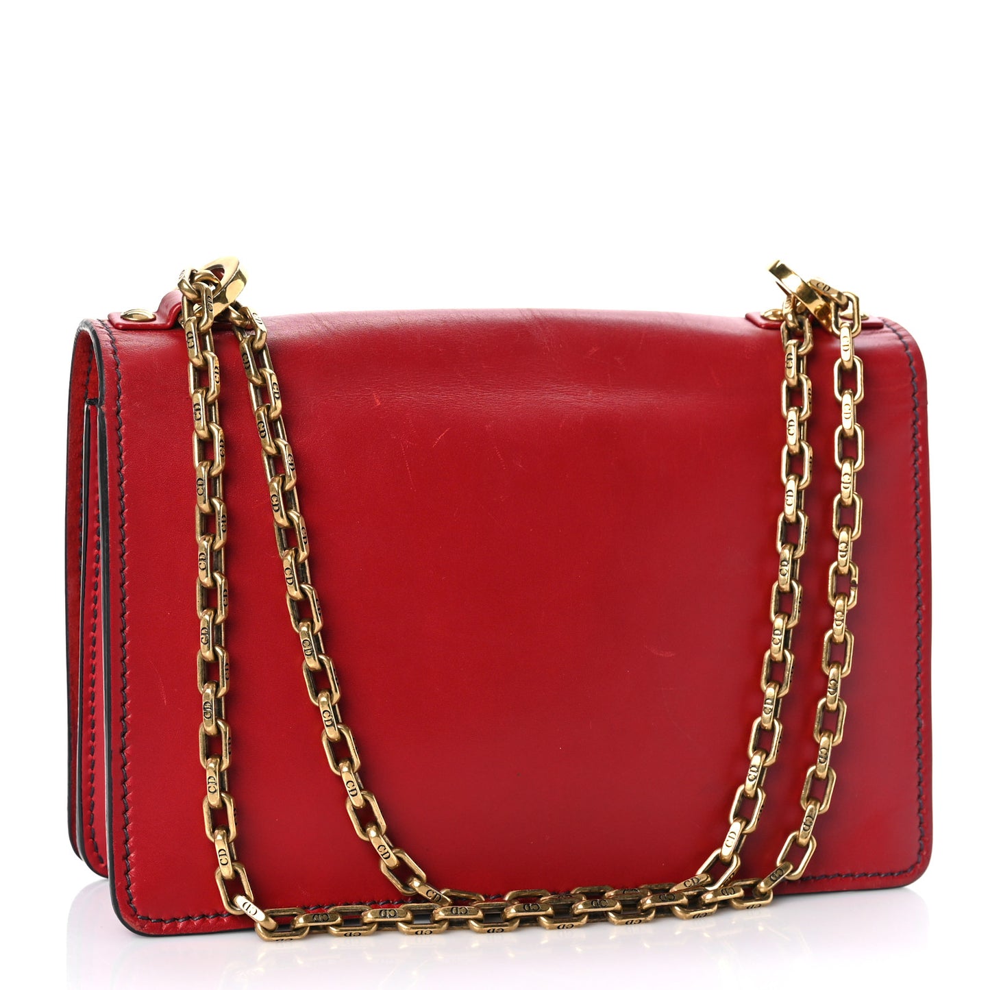 Calfskin J'Adior Chain Flap Bag Red